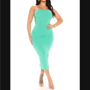 Fashion Nova Green Strapless Bodycon Dress